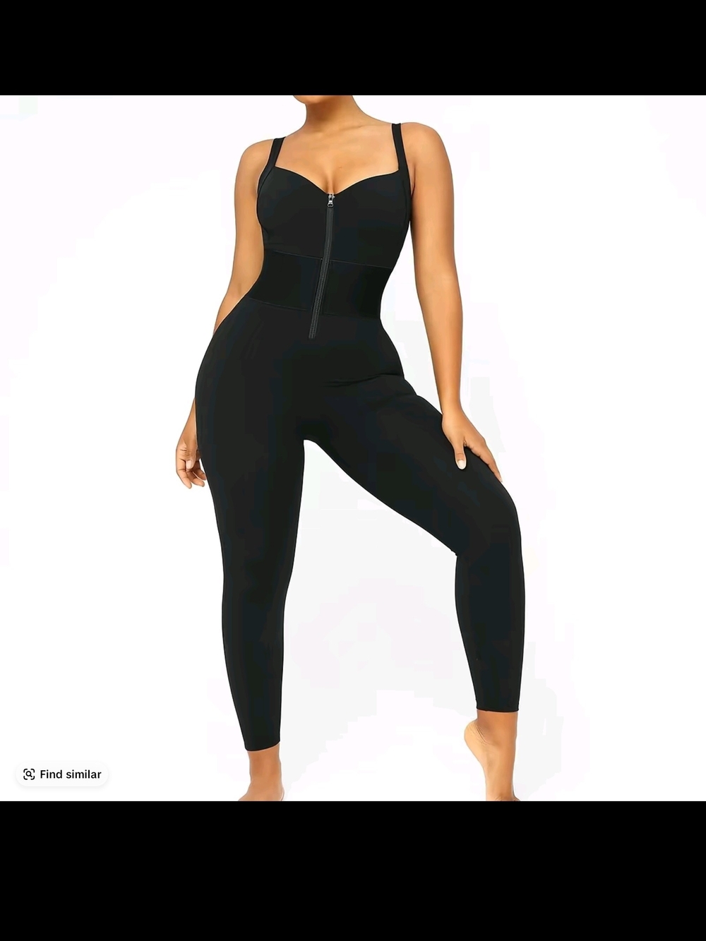 Black Zip-Front Shaping Jumpsuit
